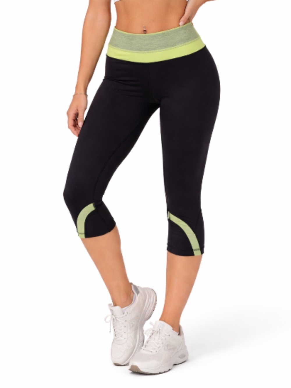 LULULEMON Run: Inspire Crop II Grey Yellow Stripe Size 6